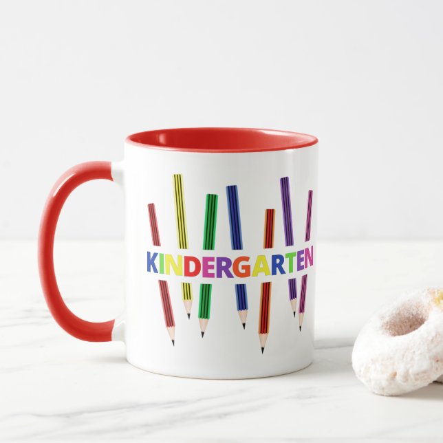 Caneca Professora do jardim de infância do Pencils (Com Donut)