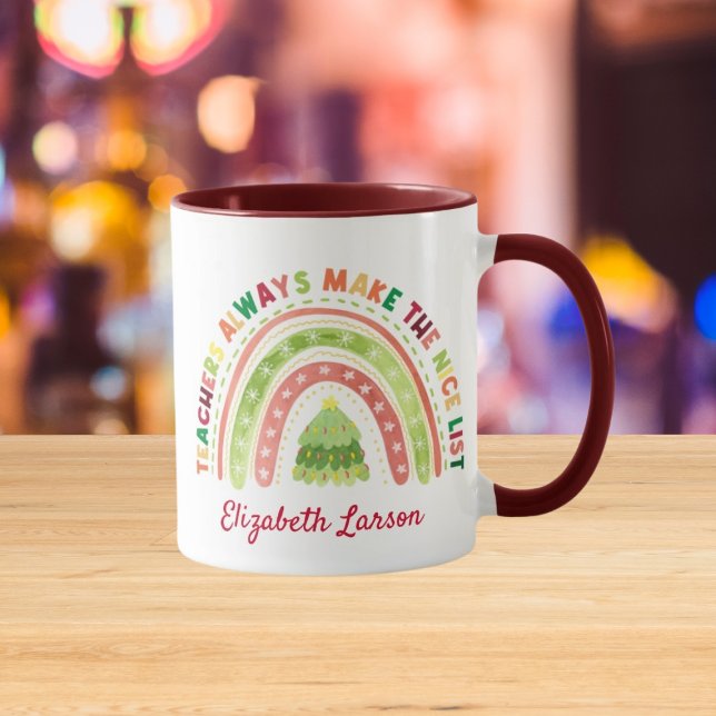 Caneca Professores do Arco-Íris de Natal Valorizam Maroon (Criador carregado)