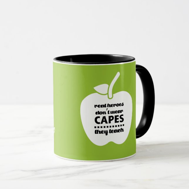 Caneca Professores são verdadeiros heróis. Nome personali (Frente Esquerda)