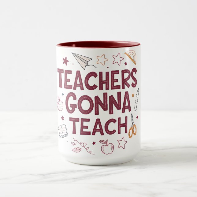 Caneca Professores Vão Ensina Professor Rosa Fofo  (Centro)