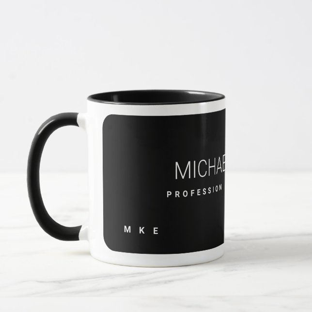 Caneca Profissão Moderna Nome Comercial Black Coffee Mug (Esquerda)