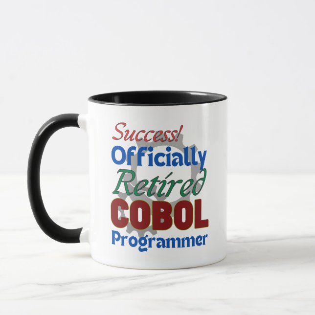 Caneca Programador COBOL Aposentado Compilando Alegria! (Esquerda)