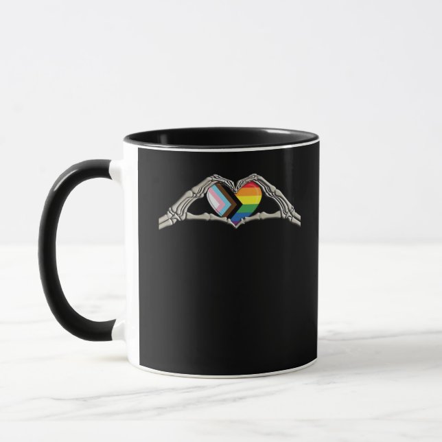 Caneca Progresso do Orgulho Cardíaco das Mãos Ossas (Esquerda)