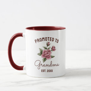 Caneca Promovida à vovó Vintage Rosa Rosa Floral Rosa Ros