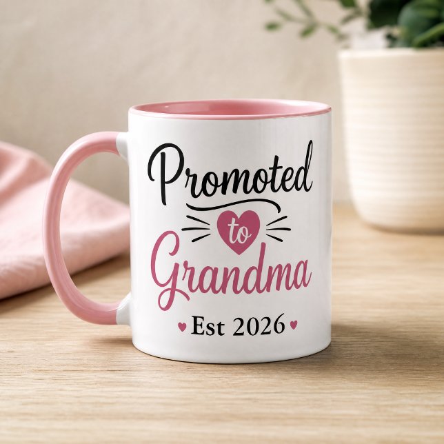 Caneca Promovida para Avó Est 2026 Coração Rosa (Criador carregado)