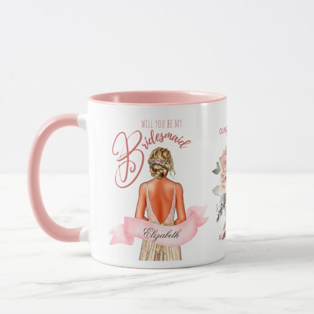 Caneca Proposta de Caricatura Da Bridesmaid Obrigado Pers (Esquerda)