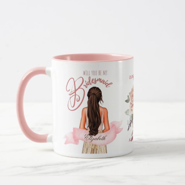 Caneca Proposta de Caricatura Da Bridesmaid Obrigado Pers (Esquerda)