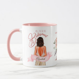 Caneca Proposta de Caricatura Da Bridesmaid Obrigado Pers