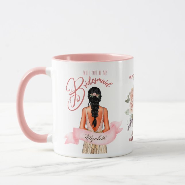 Caneca Proposta de Caricatura Da Bridesmaid Obrigado Pers (Esquerda)