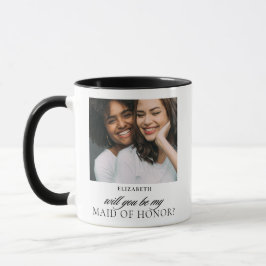 Caneca Proposta de Dama de Honra com Roteiro Minimalista 