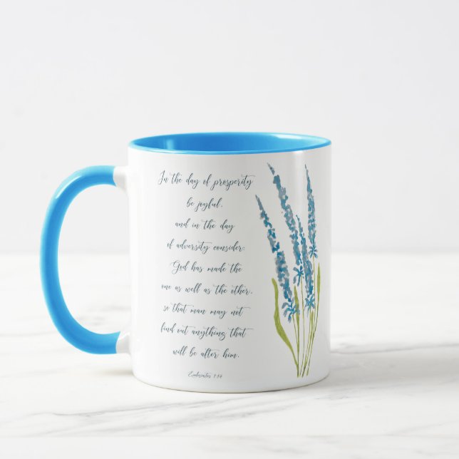 Caneca Prosperidade e adversidade floral azul (Esquerda)