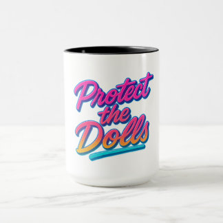 Caneca Proteja as Bonecas Arte Neon Retro