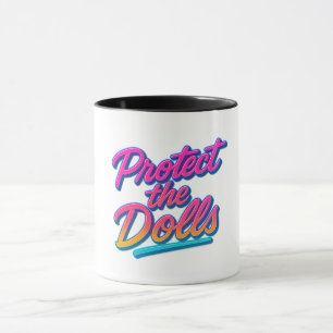 Caneca Proteja as Bonecas Arte Neon Retro