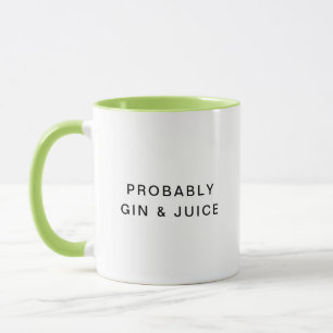 Caneca Provavelmente Gin & Juice Engraçado Typografia Caf