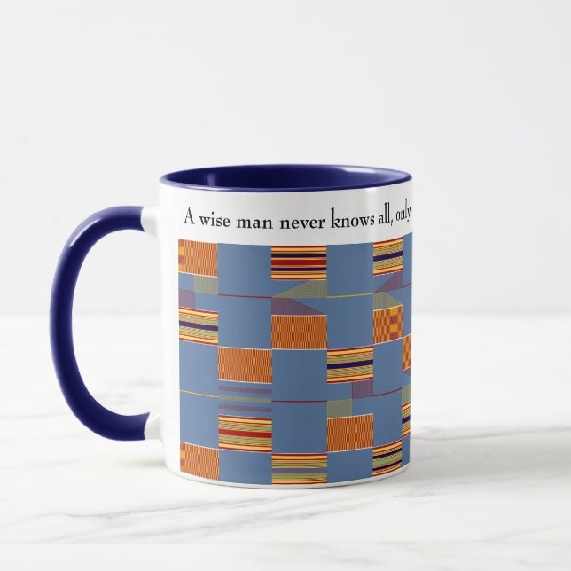 Caneca Proverb Africano Denim Blue Kente (Esquerda)