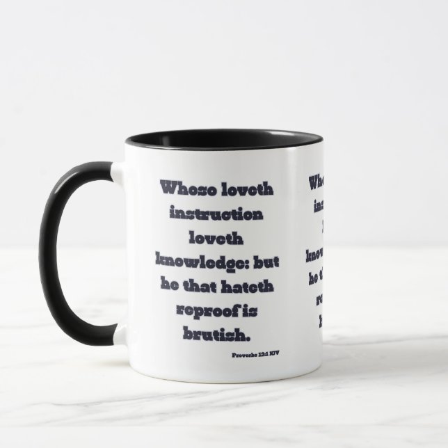 Caneca Proverbs 12:1 Bíblia KJV Verso Dois Tons (Esquerda)