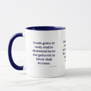Caneca Proverbs 13:11 Bíblia KJV Verso Túmulo De Dois Ton