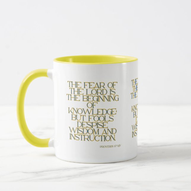 Caneca Proverbs 1:7 Escritura de Bíblia KJV de dois tons (Esquerda)