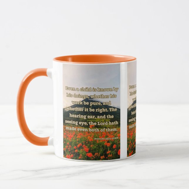 Caneca Proverbs 20:11-12 KJV Bíblia Verso Pic Dois Tons (Esquerda)
