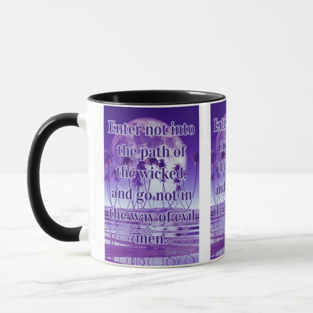 Caneca Proverbs 4:14 KJV Bíblia Verso Pic Dois Tons (Esquerda)