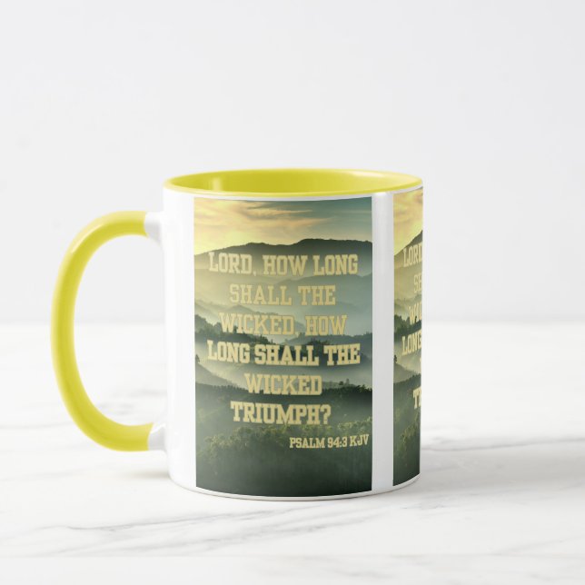 Caneca Psalm 94:3 KJV Bíblia Verso Pic Dois Tons (Esquerda)