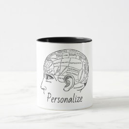 Caneca Psicologia vintage frenologia psiquiatria cérebro 