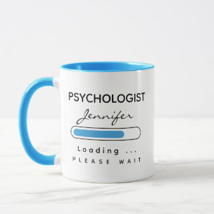 Caneca PSICÓLOGO [Nome] Carregando Azul e Branco