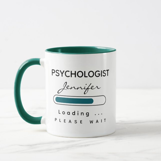 Caneca PSICÓLOGO [Nome] Carregando Verde e Branco (Esquerda)