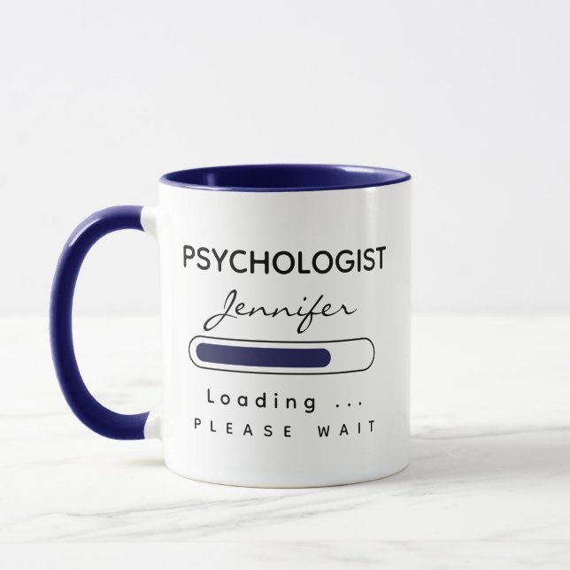 Caneca PSYCHOLOGIST [Name] Carregando Marinho e Branco (Esquerda)