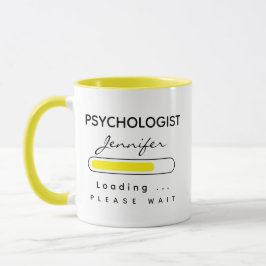 Caneca PSYCHOLOGIST [Nome] Carregando Amarelo e Branco