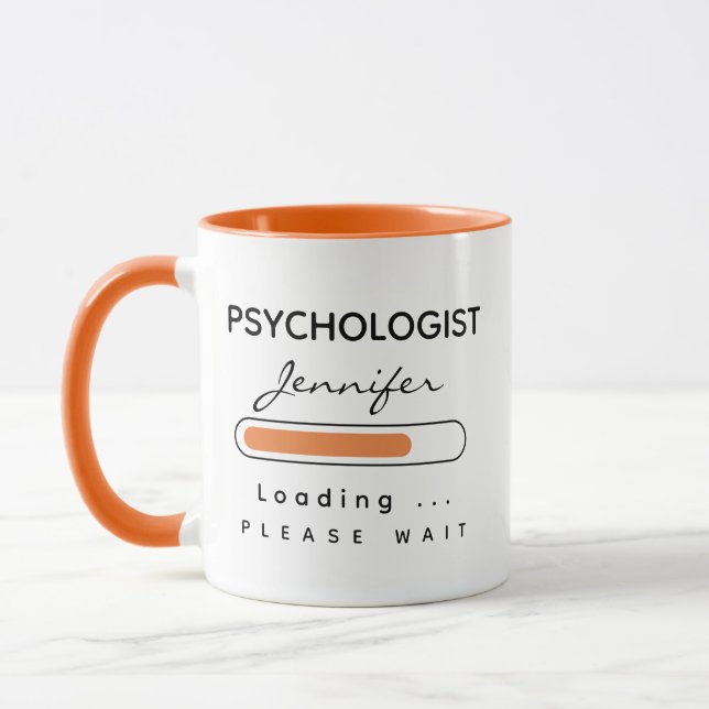 Caneca PSYCHOLOGIST [Nome] Carregando Laranja e Branco (Esquerda)
