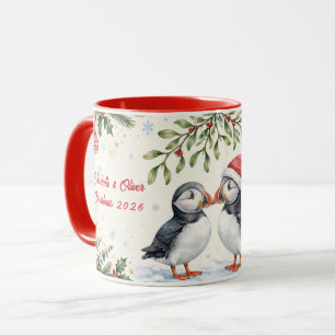 Caneca Puffins de Natal Personalizados para Casais