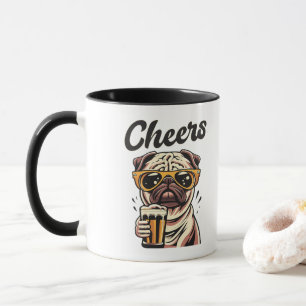 Caneca Pug Bebendo Beer Memory