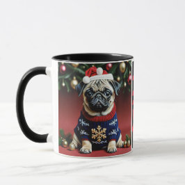 Caneca Pug Bonito No Natal