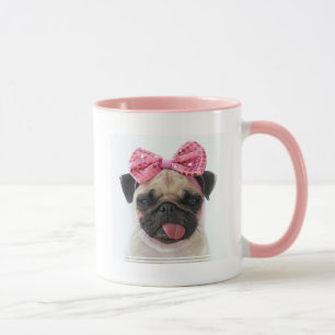 Caneca Pug com Arco rosa