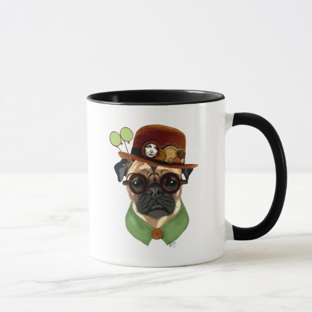 Caneca Pug com Steampunk Bowler Hat (Direita)
