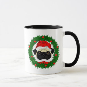 Caneca Pug do papai noel
