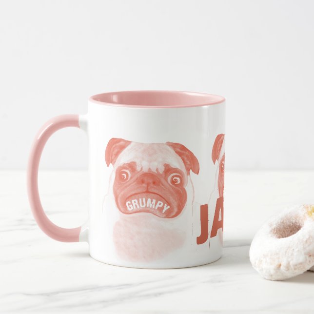 Caneca Pug Grumpy Personalizado (Com Donut)