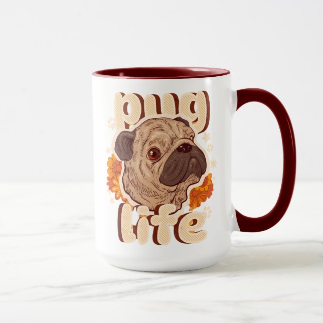 Caneca Pug life for pug lovers  (Direita)