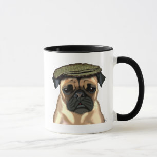Caneca Pug no Boné plano