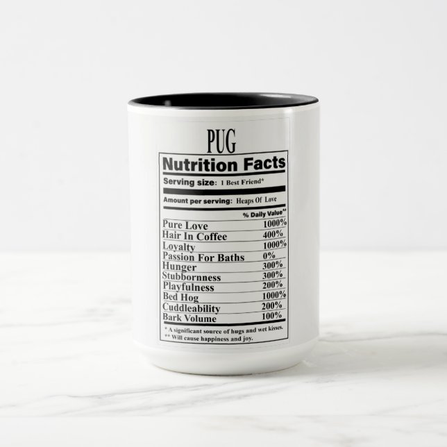 Caneca Pug Nutrição Fatos (Centro)