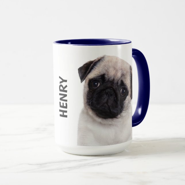 Caneca Pug Personalizado Mug (Frente Esquerda)