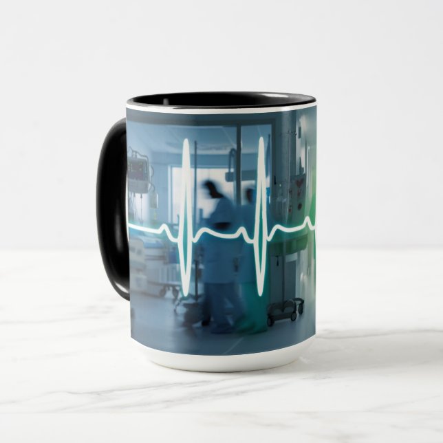 Caneca Pulso de Cuidado: O batimento cardíaco de uma cane (Frente Esquerda)