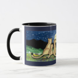 Caneca Puma Mountain Lion Family e Moon Designer Mug