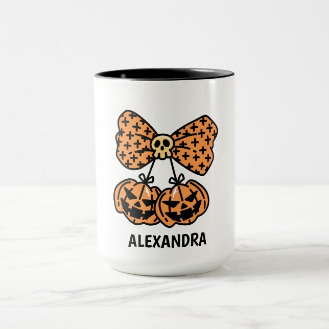 Caneca Pumpkin and skull boo Halloween Personalized Name  (Centro)