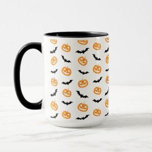 Caneca Pumpkin Bat Trick ou Tratar Padrão de Luz