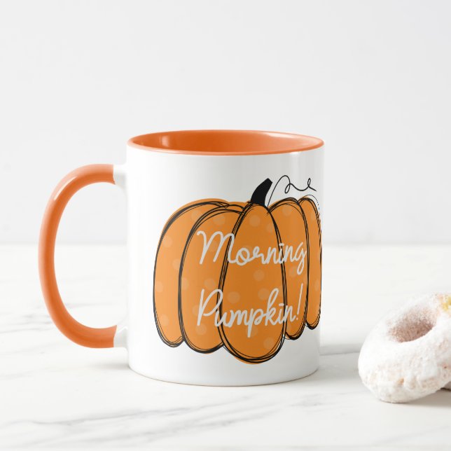 Caneca Pumpkin de Bom Dia de Laranja Personalizado (Com Donut)