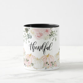 Caneca Pumpkin Dourado rosa branco Elegante agradecido Fl