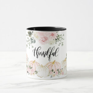 Caneca Pumpkin Dourado rosa branco Elegante agradecido Fl