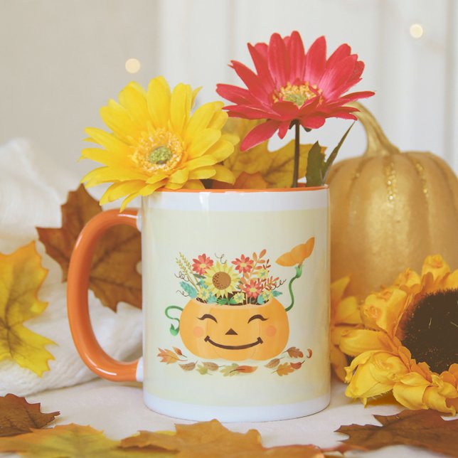 Caneca Pumpkin Floral do Halloween (Criador carregado)